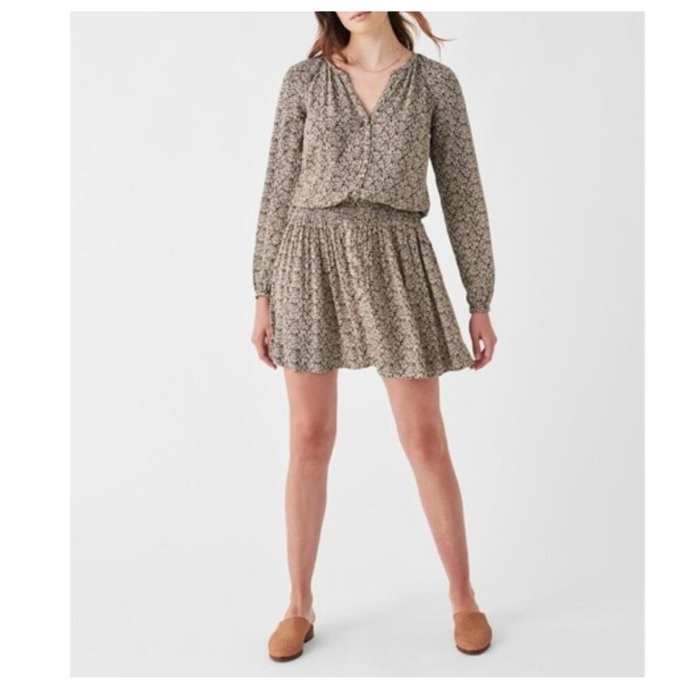 Faherty Montara Leaf Batik Printed Blouson Mini Dress Size XXL NWT